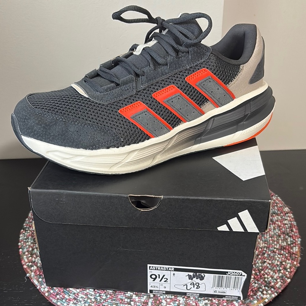 Adidas Black and Red Running Shoes New 9.5